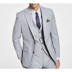 Bar Iii Men's Size 36R Skinny-Fit Sharkskin Suit Jacket Light Grey $425